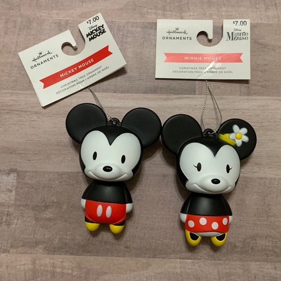 Mickey and Minnie Shatterproof Hallmark Ornaments Disney 2pc NWT - Picture 1 of 3